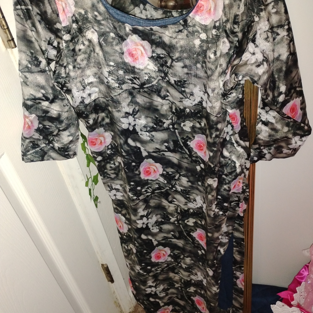 Floral Black and Pink Women's Dress